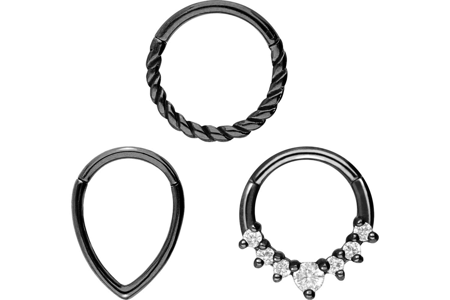 SET Chirurgenstahl Segmentring Clicker Piercing MIX